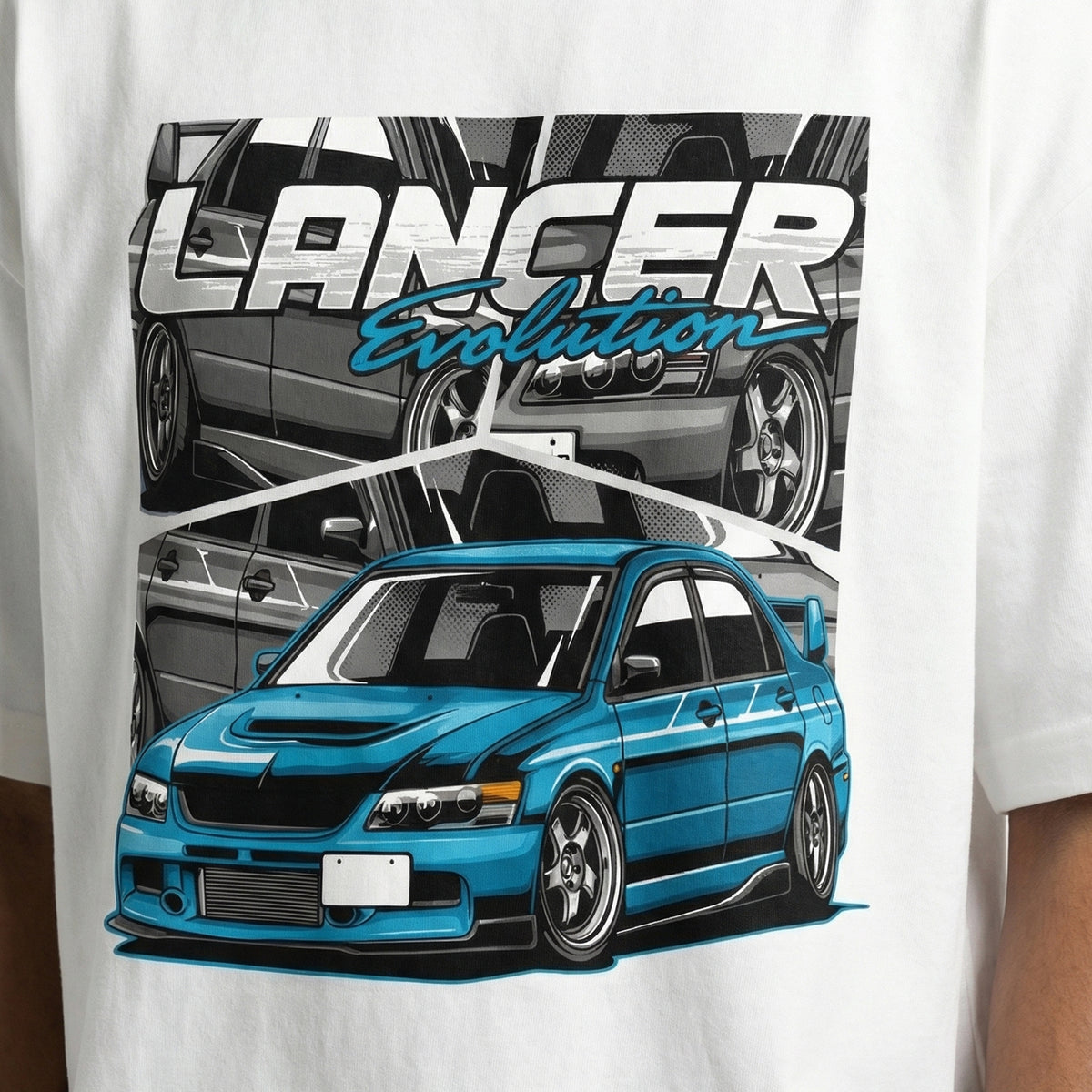 Lancer Evolution Teeoversized cotton t-shirt for men and women by BOMBAE STORE