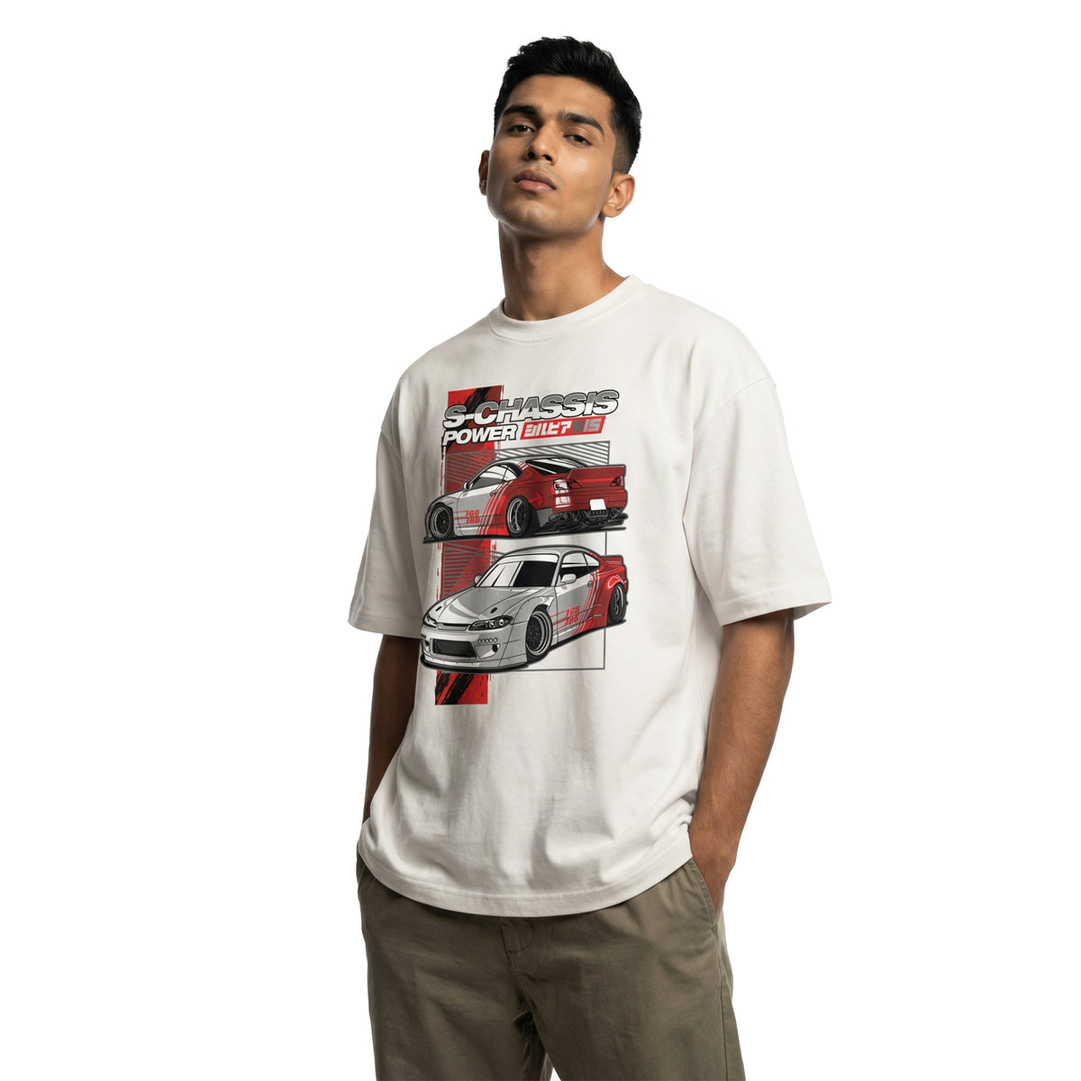 S-Chassis Poweroversized cotton t-shirt for men and women by BOMBAE STORE