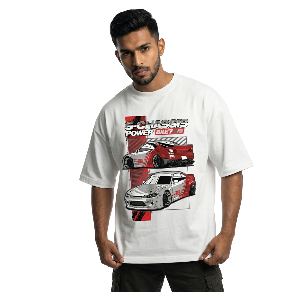 S-Chassis Poweroversized cotton t-shirt for men and women by BOMBAE STORE