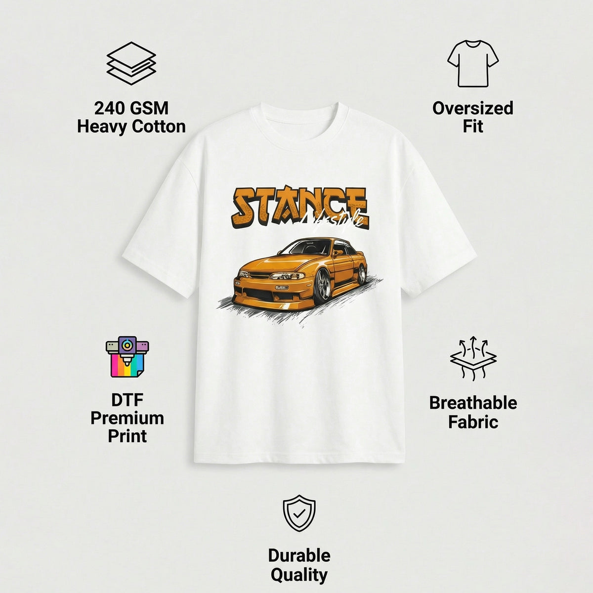 Stance Machineoversized cotton t-shirt for men and women by BOMBAE STORE