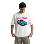 Just Drive M3oversized cotton t-shirt for men and women by BOMBAE STORE