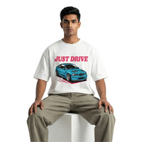 Just Drive M3oversized cotton t-shirt for men and women by BOMBAE STORE