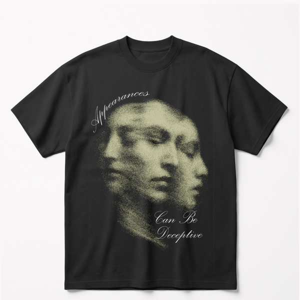 Appearances Can Be Deceptiveoversized cotton t-shirt for men and women by BOMBAE STORE
